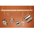 Hanging Bar Pot Rack w/ Natural Wood Finish